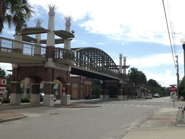 Column caps and bases, columns, decorative caps. Pedestrian Bridge, Apopka, FL