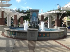 Fountain wall and wall cap along with column base and caps. Downtown Streetscape.  Winter Garden, FL